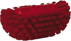 Vikan - 1-1/2" Bristle Length, Polyester Utility Scrub Brush - 5-1/2" Wide Head, 8" OAL, European Threaded Handle, Red, Polypropylene Block - Benchmark Tooling