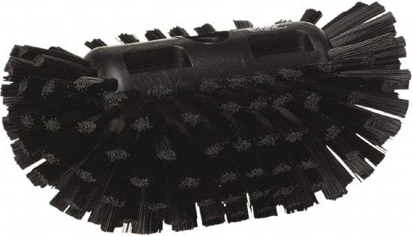 Vikan - 1-1/2" Bristle Length, Polyester Utility Scrub Brush - 5-1/2" Wide Head, 8" OAL, European Threaded Handle, Black, Polypropylene Block - Benchmark Tooling