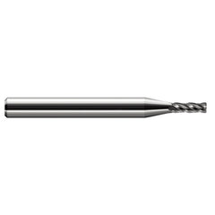 Miniature End Mills - Stub & Standard - 0.0300″ Cutter Diameter × 0.0100″ Radius × 0.0450″ Length of Cut Carbide Corner Radius End Mill, 4 Flutes - Exact Industrial Supply