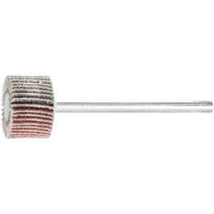 PFERD - 5/8" Diam x 3/8" Face Width, Aluminum Oxide Coated Mounted Flap Wheel - 1/8" Shank Mount, 120 Grit, 50,000 Max RPM - Benchmark Tooling