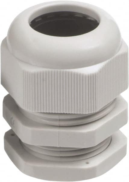 Canfield Connector - 0.512 to 0.787" Cable Capacity, Liquidtight, Straight Strain Relief Cord Grip - 1 NPT Thread, 2.205" Long, Nylon - Benchmark Tooling