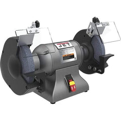 Jet - 8" Wheel Diam x 1" Wheel Width, 1 hp Grinder - 0.63" Arbor Hole Diam, 1 Phase, 3,450 Max RPM, 115 Volts - Benchmark Tooling