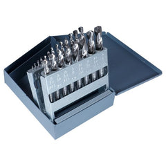 ‎1/16-3/8 RHS / RHC HSS 135 Degree Split Point NAS907 Type C Heavy Duty Screw Machine Length Drill Set - Bright - Exact Industrial Supply