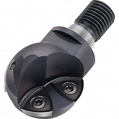 Walter - 40mm Cut Diam, 32mm Max Depth of Cut, 28mm Shank Diam, 74mm OAL, Indexable Ball Nose End Mill - 11,100 Max RPM - Benchmark Tooling