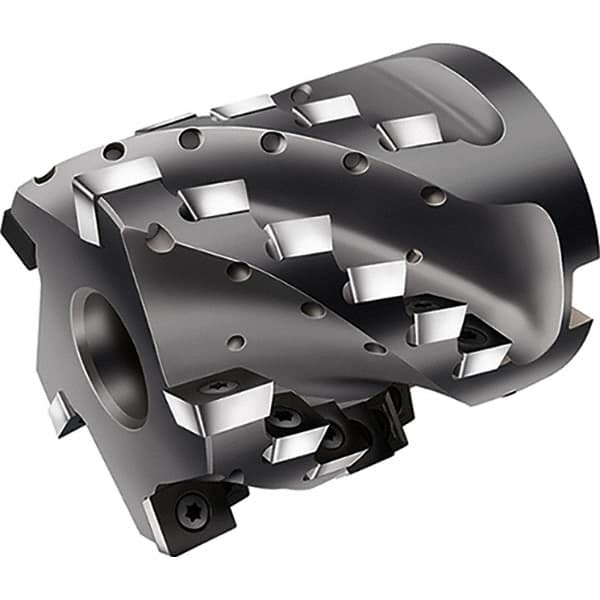 Walter - 5 Inserts, 85mm Cut Diam, 32mm Arbor Diam, Indexable Square-Shoulder Face Mill - 0° Lead Angle, 95mm High, Through Coolant, Series F2338F-B1 - Benchmark Tooling