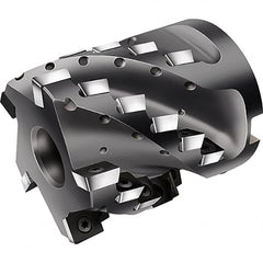 Walter - 5 Inserts, 85mm Cut Diam, 32mm Arbor Diam, Indexable Square-Shoulder Face Mill - 0° Lead Angle, 95mm High, Through Coolant, Series F2338F-B1 - Benchmark Tooling