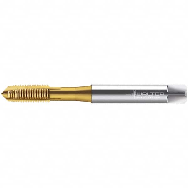 Walter-Prototyp - M3.5x0.60, 3 Flute, TiN Finish, High Speed Steel Spiral Point Tap - Right Hand Thread, 57.25mm OAL, 9mm Thread Length, 3.5mm Shank Diam, Series EP2023305 - Exact Industrial Supply