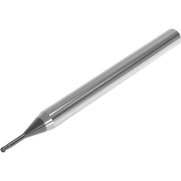 Seco - 3mm Diam, 3mm LOC, 2 Flute Solid Carbide Ball End Mill - SIRON-A Finish, Single End, 60mm OAL, 4mm Shank Diam, Spiral Flute - Benchmark Tooling