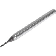 Seco - 3mm Diam, 3mm LOC, 2 Flute Solid Carbide Ball End Mill - SIRON-A Finish, Single End, 60mm OAL, 4mm Shank Diam, Spiral Flute - Benchmark Tooling