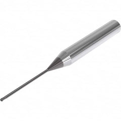 Seco - 1mm Diam, 1mm LOC, 2 Flute Solid Carbide Ball End Mill - SIRON-A Finish, Single End, 60mm OAL, 6mm Shank Diam, Spiral Flute - Benchmark Tooling