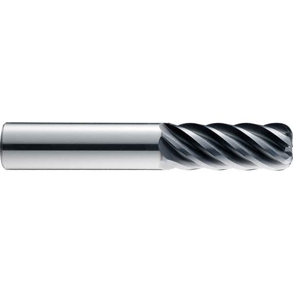 SGS - 6mm, 6 Flute, Single End, Solid Carbide, 0.0591" Corner Radius End Mill - 75mm OAL, 41° Helix, 8mm LOC, Right Hand Cut - Benchmark Tooling