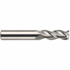 SGS - 10mm, 14mm LOC, 10mm Shank Diam, 100mm OAL, 3 Flute, Solid Carbide Square End Mill - Single End, TiB2 Finish, Spiral Flute, 38° Helix, Centercutting, Right Hand Cut, Right Hand Flute, Series 43MS - Benchmark Tooling