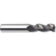 SGS - 6mm Diam, Coarse Pitch, 19mm LOC, 3 Flute Solid Carbide 0.3" Corner Radius Roughing End Mill - TiB2 Finish, 63mm OAL, 6mm Shank Diam, Centercutting, 38° Helix - Benchmark Tooling