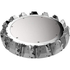 Seco - 12.4" Cut Diam, 2.36" Arbor Hole, 9mm Max Depth of Cut, 48° Indexable Chamfer & Angle Face Mill - 14 Inserts, Right Hand Cut, 14 Flutes, Through Coolant, Series R220.54 - Benchmark Tooling