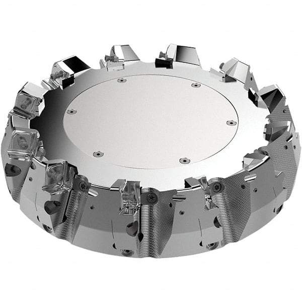 Seco - 250mm Cut Diam, 60mm Arbor Hole, 11mm Max Depth of Cut, 71° Indexable Chamfer & Angle Face Mill - 11 Inserts, 80 Insert, Right Hand Cut, 11 Flutes, Through Coolant, Series R220.56 - Benchmark Tooling
