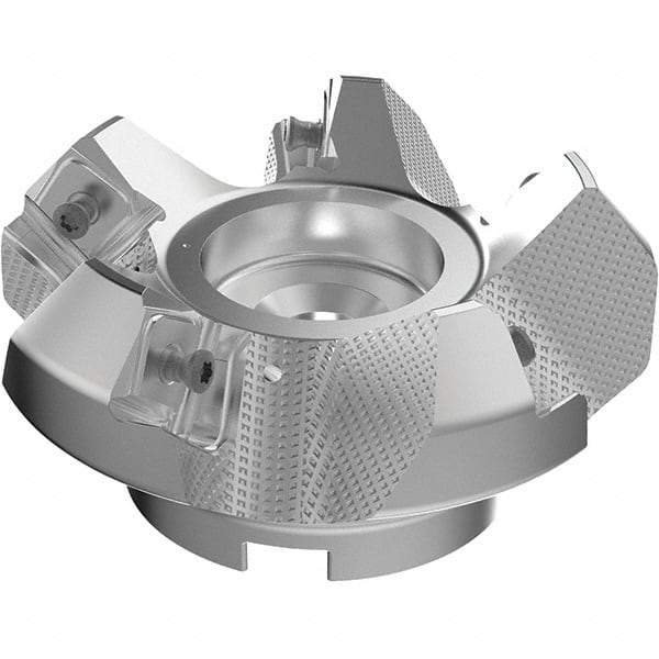 Seco - 100mm Cut Diam, 32mm Arbor Hole, 9mm Max Depth of Cut, 48° Indexable Chamfer & Angle Face Mill - 5 Inserts, 63 Insert, Right Hand Cut, 5 Flutes, Through Coolant, Series R220.54 - Benchmark Tooling