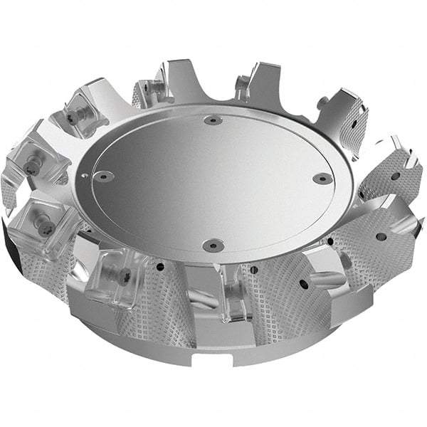 Seco - 160mm Cut Diam, 40mm Arbor Hole, 9mm Max Depth of Cut, 48° Indexable Chamfer & Angle Face Mill - 11 Inserts, 63 Insert, Right Hand Cut, 11 Flutes, Through Coolant, Series R220.54 - Benchmark Tooling