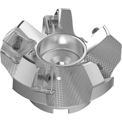 Seco - 80mm Cut Diam, 27mm Arbor Hole, 9mm Max Depth of Cut, 48° Indexable Chamfer & Angle Face Mill - 5 Inserts, 63 Insert, Right Hand Cut, 5 Flutes, Through Coolant, Series R220.54 - Benchmark Tooling