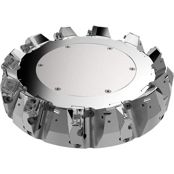 Seco - 250mm Cut Diam, 60mm Arbor Hole, 9mm Max Depth of Cut, 48° Indexable Chamfer & Angle Face Mill - 11 Inserts, 80 Insert, Right Hand Cut, 11 Flutes, Through Coolant, Series R220.54 - Benchmark Tooling