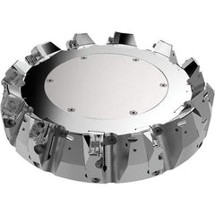 Seco - 250mm Cut Diam, 60mm Arbor Hole, 9mm Max Depth of Cut, 48° Indexable Chamfer & Angle Face Mill - 11 Inserts, 80 Insert, Right Hand Cut, 11 Flutes, Through Coolant, Series R220.54 - Benchmark Tooling