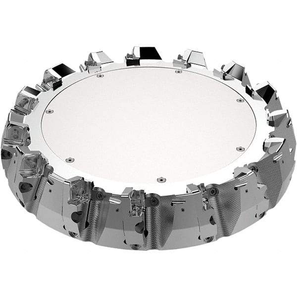 Seco - 315mm Cut Diam, 60mm Arbor Hole, 11mm Max Depth of Cut, 71° Indexable Chamfer & Angle Face Mill - 14 Inserts, 80 Insert, Right Hand Cut, 14 Flutes, Through Coolant, Series R220.56 - Benchmark Tooling