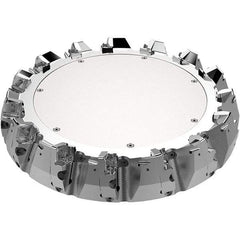 Seco - 315mm Cut Diam, 60mm Arbor Hole, 11mm Max Depth of Cut, 71° Indexable Chamfer & Angle Face Mill - 14 Inserts, 80 Insert, Right Hand Cut, 14 Flutes, Through Coolant, Series R220.56 - Benchmark Tooling