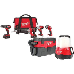 Milwaukee Tool - 18 Volt Cordless Tool Combination Kit - Includes 1/2" Hammer Drill, 1/4" Hex Impact Driver & Sawzall Reciprocating Saw, Lithium-Ion Battery Included - Benchmark Tooling