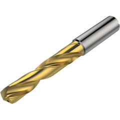 Seco - 6.4mm 140° Solid Carbide Jobber Drill - TiAlN/TiN Finish, Right Hand Cut, Spiral Flute, Round Shank, 91mm OAL - Benchmark Tooling