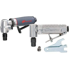 Ingersoll-Rand - 1/4" Collet, Angle Handle, Air Angle Die Grinder - 20,000 RPM, Rear Exhaust, 25 CFM, 0.4 hp, 1/4" Inlet - Benchmark Tooling