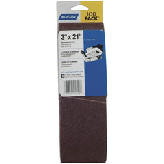 Norton - 3" Wide x 21" OAL, 220 Grit, Aluminum Oxide Abrasive Belt - Benchmark Tooling
