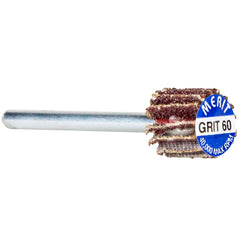 Norton - 3/8" Diam x 3/8" Face Width, Coarse Aluminum Oxide Coated Mounted Flap Wheel - Benchmark Tooling