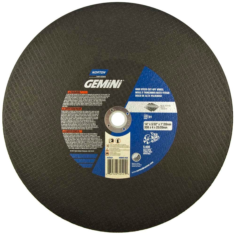 Norton - 14 x 5/32, 1" Hole 24 Grit Aluminum Oxide Cutoff Wheel - Benchmark Tooling