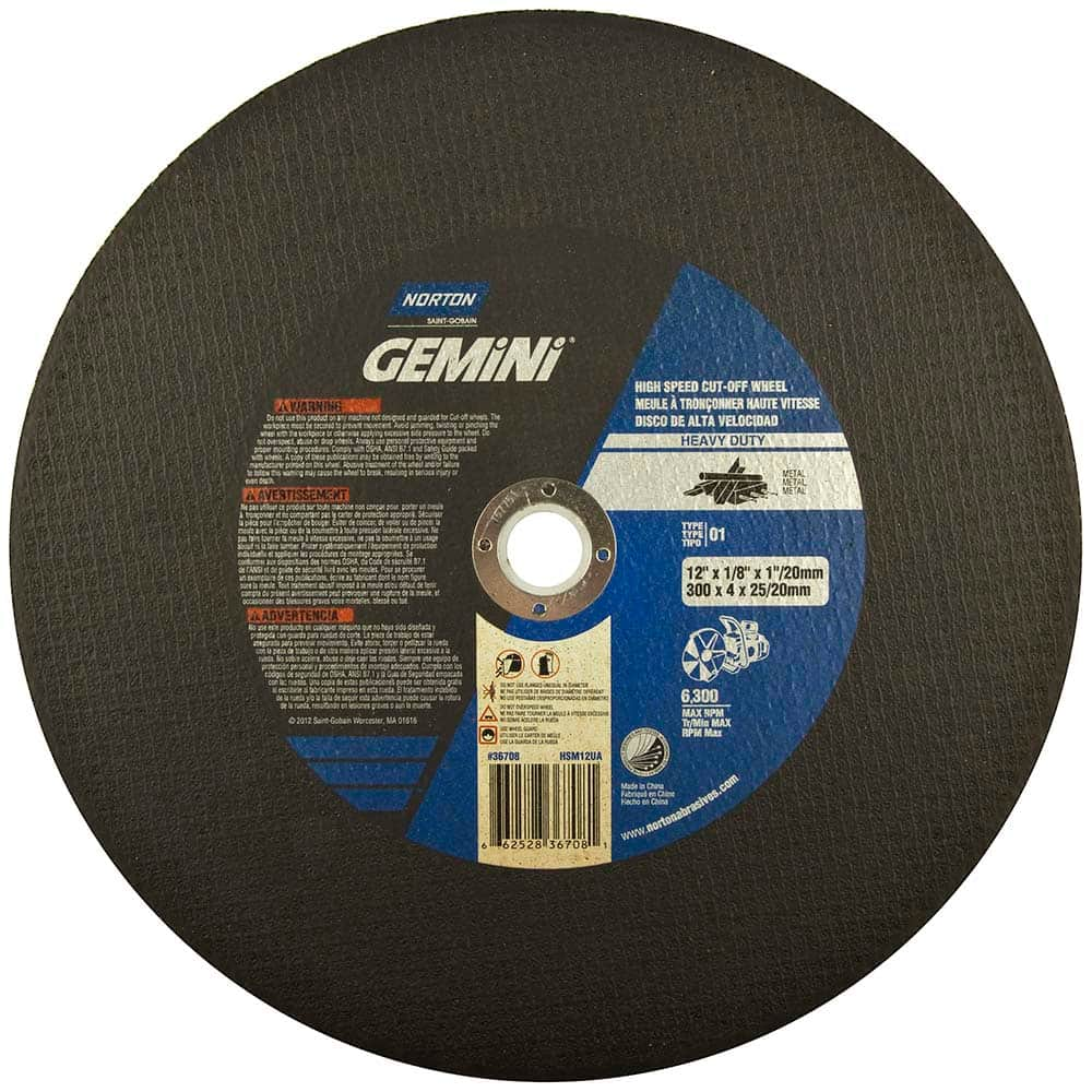 Norton - 12 x 1/8, 1" Hole 24 Grit Aluminum Oxide Cutoff Wheel - Benchmark Tooling