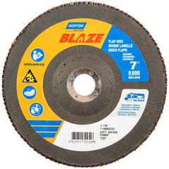 Norton - 7" 60 Grit 7/8" Center Hole Type 27 Ceramic Alumina Flap Disc - Benchmark Tooling