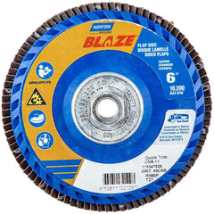 Norton - 6" 60 Grit 5/8-11 Center Hole Type 27 Ceramic Alumina Flap Disc - Benchmark Tooling