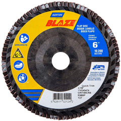 Norton - 6" 60 Grit 7/8" Center Hole Type 27 Ceramic Alumina Flap Disc - Benchmark Tooling