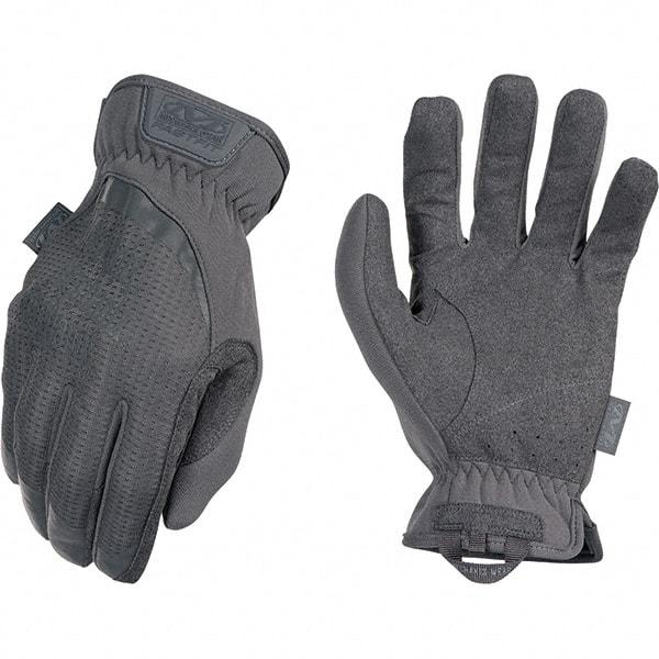 Mechanix Wear - Size L Work Gloves - For Mechanic's & Lifting, Uncoated, Elastic Band Cuff, Full Fingered, Gray, Paired - Benchmark Tooling