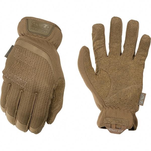 Mechanix Wear - Size L Work Gloves - For Mechanic's & Lifting, Uncoated, Elastic Band Cuff, Full Fingered, Tan, Paired - Benchmark Tooling