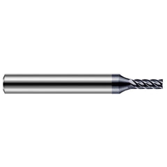 Square End Mill: 1/64'' Dia, 0.023'' LOC, 1/4'' Shank Dia, 2-1/2'' OAL, 5 Flutes, Solid Carbide Single End, AlTiN Finish, 37 ° Variable Helix, Centercutting, RH Cut, RH Flute