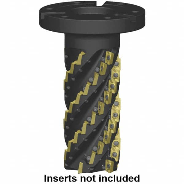 Kennametal - 2" Cut Diam, 108.52mm Max Depth of Cut, 50.01mm Shank Diam, 6-1/4" OAL, Indexable Square Shoulder Helical End Mill - ADCT23283PD.R... Inserts, Flange Mount Shank, 0° Lead Angle, Through Coolant, Series NGEB - Benchmark Tooling