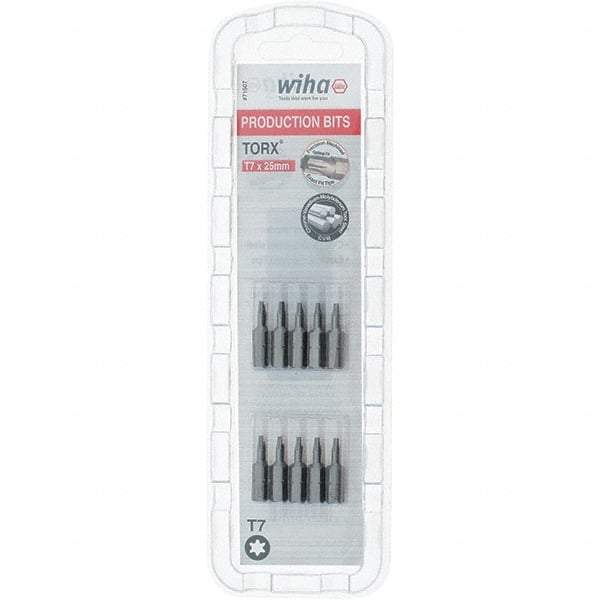 Wiha - 1/4" Drive T7 Torx Screwdriver Bit - 1" OAL, Insert Bit - Benchmark Tooling