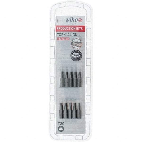 Wiha - 1/4" Drive T20 Torx Screwdriver Bit - 1" OAL, Insert Bit - Benchmark Tooling