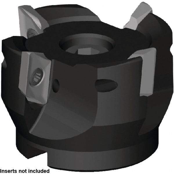 Kennametal - 3 Inserts, 2" Cut Diam, 3/4" Arbor Diam, 16mm Max Depth of Cut, Indexable Square-Shoulder Face Mill - 0° Lead Angle, 2" High, ZDET 16M5..721 Insert Compatibility, Through Coolant, Series 5720VZ16 - Benchmark Tooling