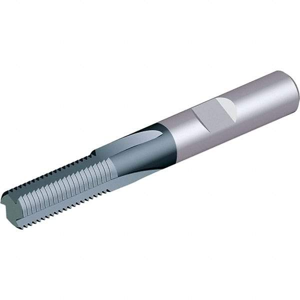 Vargus - 6-32 Thread, 0.2362" Shank Diam, TiAlN Coating, Solid Carbide Straight Flute Thread Mill - 3 Flutes, 2.2441" OAL, 6" Min Noml Diameter - Benchmark Tooling