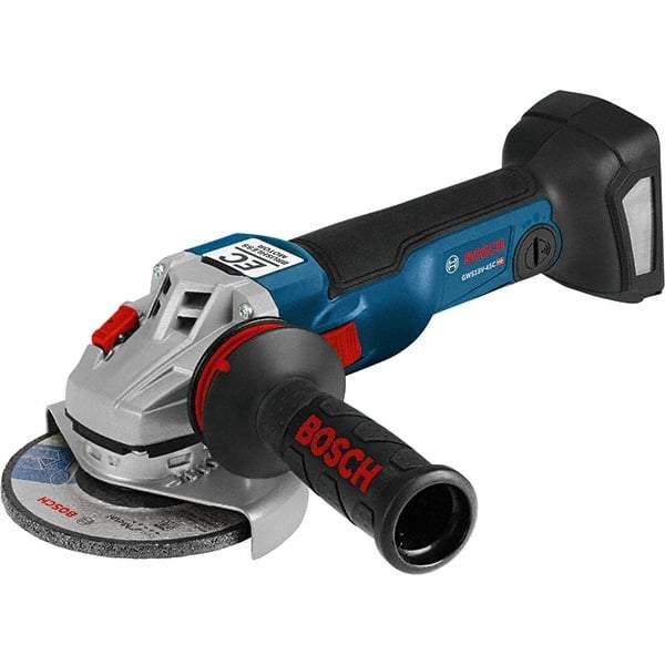 Bosch - 4-1/2" Wheel Diam, 9,000 RPM, Cordless Angle & Disc Grinder - 5/8-11 Spindle, 18 Volts, 6.3 Amps - Benchmark Tooling