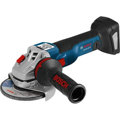 Bosch - 4-1/2" Wheel Diam, 9,000 RPM, Cordless Angle & Disc Grinder - 5/8-11 Spindle, 18 Volts, 6.3 Amps - Benchmark Tooling