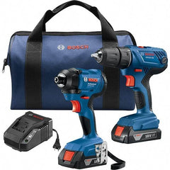 Bosch - 7 Piece 18 Volt Cordless Tool Combination Kit - Includes 1/2" Compact Drill/Driver & 1/4" Impact Driver, Lithium-Ion Battery Included - Benchmark Tooling