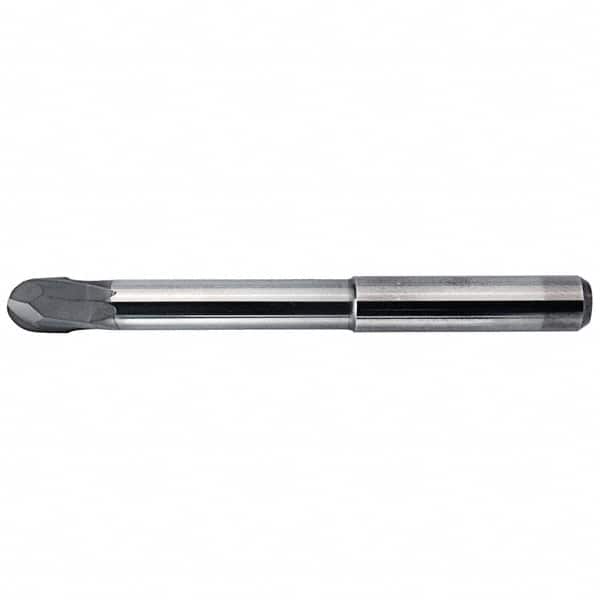 Kennametal - 3mm Diam, 3mm LOC, 2 Flute Solid Carbide Ball End Mill - AlTiN Finish, Single End, 70mm OAL, 6mm Shank Diam, Ball Flute - Benchmark Tooling