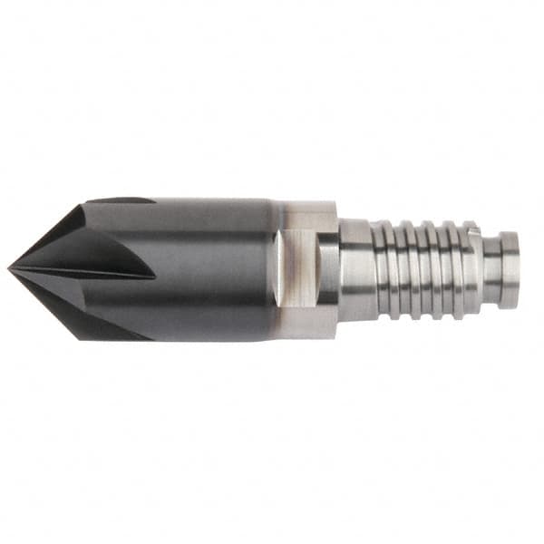 Kennametal - 10mm Diam, 2mm LOC, 4mm Chamfer Width, 4 Flute 60° Corner Chamfer - Solid Carbide, AlTiN Finish, Duo-Lock 10 Connection, Spiral Flute, 0° Helix - Benchmark Tooling