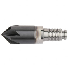 Kennametal - 12mm Diam, 3mm LOC, 5mm Chamfer Width, 5 Flute 60° Corner Chamfer - Solid Carbide, AlTiN Finish, Duo-Lock 12 Connection, Spiral Flute, 0° Helix - Benchmark Tooling